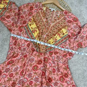 Umgee Floral Border Print Layered Mini Dress Boho Gypsy Rose Pink Plus Size 1X thumbnail 14