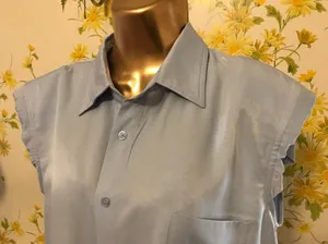 Oversize shoulder pads sleeveless shirt in blue size L thumbnail 6