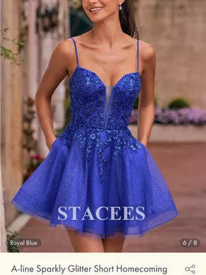 Stacees sparkly glitter A-Line short homecoming dress corset top ballerina thumbnail 8