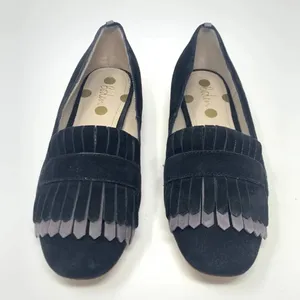 Boden Melody Suede Loafers Black‎ & Pewter Fringe Flats Size 36 / US 5.5 thumbnail 2