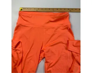 Puma Running Leggings Athletic Workout Neon Orange with Pockets Women S w stains thumbnail 4