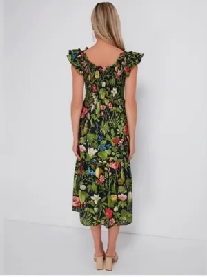 Tuckernuck Noir Blooming Botanical Mallie Midi Dress Small thumbnail 3