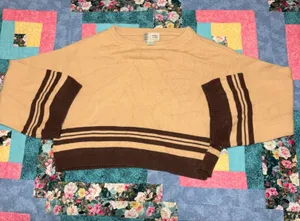 Anthropologie Saturday Sunday Striped Knit Oversized Crop Crew Sweater, Size M thumbnail 1