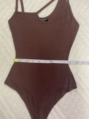 Naked Wardrobe Brown Ribbed Tank Top Bodysuit thumbnail 11