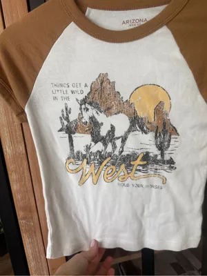 Wild West baby tee hold your horses short sleeve graphic contrast cropped tshirt thumbnail 3