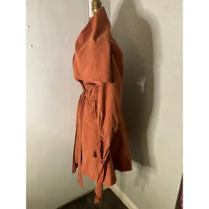 Brown Double Breasted Capelet Trench Coat S NEW Classic Retro Glam Preppy Retro thumbnail 5