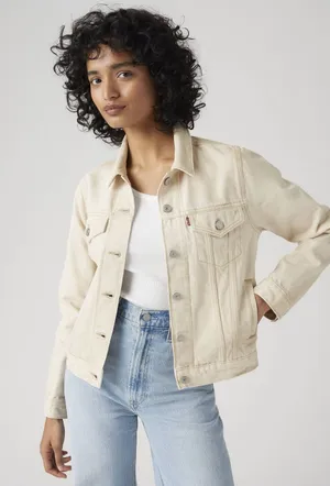 Levi’s Cream Trucker Denim Jacket size Small White thumbnail 1
