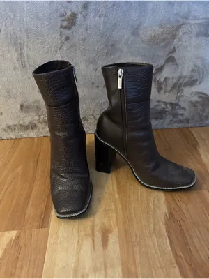 Aldo Dark Brown Faux-Croc Ankle Booties with Square Toe Women’s Size 8 thumbnail 12
