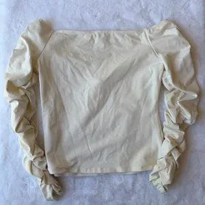 Reformation Womens Aloura Off Shoulder Ruched Sleeve Ivory Top Medium thumbnail 6