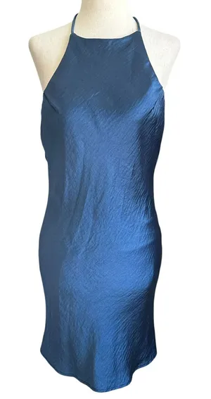 Hello Molly Blue Lined Open Back Halter Dress Women's Size 4 | 48-55 thumbnail 1