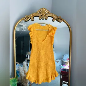 Free people mykonos sweater mini dress golden yellow nwot small thumbnail 2