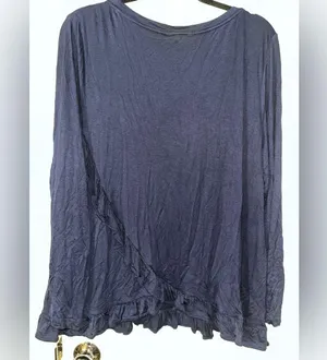 Matilda Jane NWT Top Womens XXL Navy Blue Long Sleeve Ruffle Hem Stretch Casual thumbnail 8