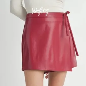Sadie & Sage Night Vision Faux Leather Skort Womens Large Wine Red Wrap Mini NWT thumbnail 1