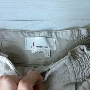 By Anthropologie Cream Paper Bag High Rise Flowy Shorts Size 0 thumbnail 5