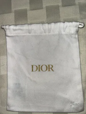 Christian Dior White Drawstring Pouch with Gold Logo thumbnail 2