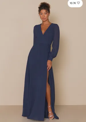 Lulus My Whole Heart Dark Navy Blue Long Sleeve Wrap Dress Size 1X MSRP $99 thumbnail 2