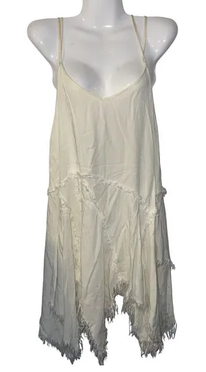 Free People Intimately Shred Slip Dress Asymmetrical Handkerchief Hemline SZ S thumbnail 1