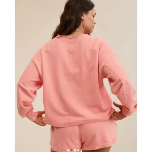 Aerie Vacay Crew Sweatshirt Wild Peach French Terry Oversized Top Small thumbnail 3