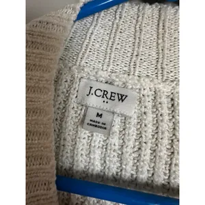 J.Crew‎ Womens Ivory Cotton Blend Cable Knit Mockneck Sweater Classic Fit Size M thumbnail 4
