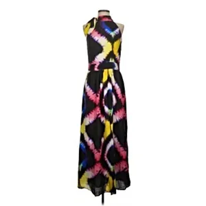 Busayo Collective Maxi Dress Womens 2 Multi Tie Dye Halter‎ Neck Bow Boho Summer thumbnail 2