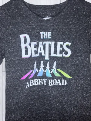 THE BEATLES Abbey Road Pastel Rainbow Silhouette Graphic Tee | Dark Heather Gray thumbnail 5