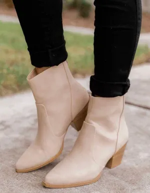 Soda Nude/wheat Western Almond Toe Chunky Heel Ankle Bootie thumbnail 1