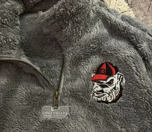 Collegiate Outfitters Georgia Bulldogs collegiate Sherpa side zip Gray Fleece Quarter-Zip Pullover thumbnail 4