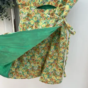 Astr‎ Women's Floral Spring Green Mini Keyhole Wrap Dress Size Small thumbnail 8