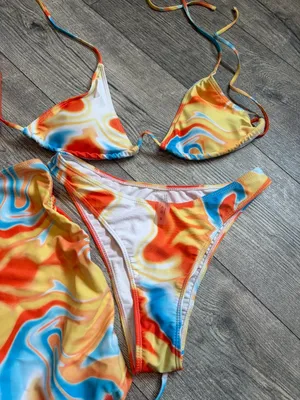 SheIn Women's Medium Four-Piece Set Bikini, Skirt and Headscarf thumbnail 5