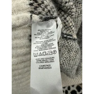 LOFT Leopard‎ Print Cardigan Sweater S Cream Open Front Cozy Knit Preppy Chunky thumbnail 8