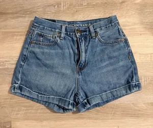 American Eagle Outfitters cuffed mom shorts size 0 thumbnail 1