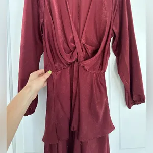 Zara burgundy colored satin/silk mini dress • Sz S thumbnail 8