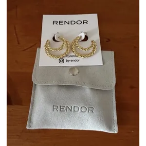Rendor Victoria 14K Gold Plated Braided Double Hoop Earrings NIP Pouch thumbnail 4