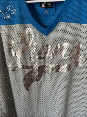 Women's NFL Detroit Lions Jersey XL Grey Blue Mesh V-Neck thumbnail 5