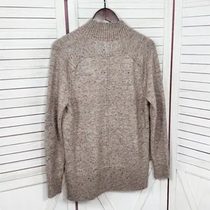 Loft Speckled Mock Neck Space‎ Dyed Tunic Sweater Tan Multi Size Small thumbnail 8