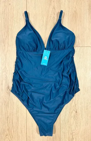 Cupshe Womens Teal Blue‎ Ruched One Piece Swimsuit V-Neck M DKA12E2D003TT NEW thumbnail 1