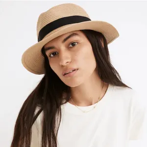 Madewell Packable Braided Straw Hat Summer Beach Travel Vacation Sz M/L thumbnail 1