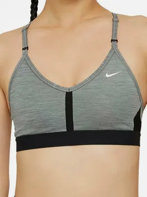 Nike Women's Indy Grey/Black LS Padded V-Neck Sports Bra Size L thumbnail 1