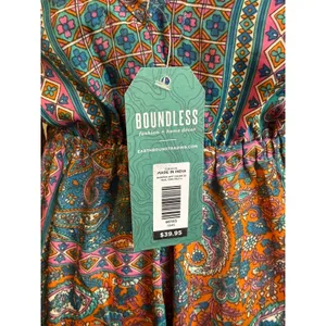 Earthbound Trading Paisley romper Blue Orange Pink Large boho floral whimsigoth thumbnail 9