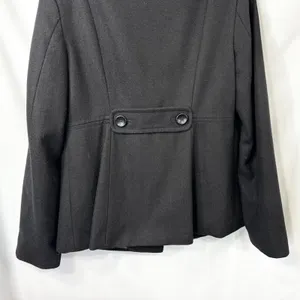 Old Navy Medium Coat Wool Black‎ Ruffle Collar Jacket Womens Pockets Pea C thumbnail 7
