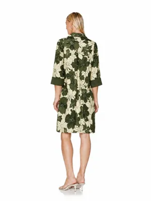 NWT Revolve x Perlavera Clara Button Down Shirt Dress in Green Lotus Khaki thumbnail 7