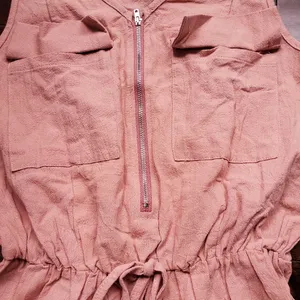 Tan color romper size small never worn very lightweight material zipper in the f thumbnail 3
