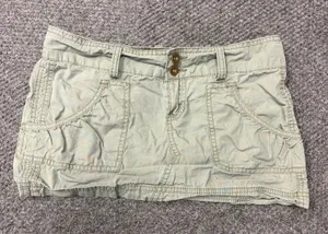 No Boundaries Y2K Sage Green Cargo Micro Mini Skirt sz 9 Low Rise Utility Cotton thumbnail 1