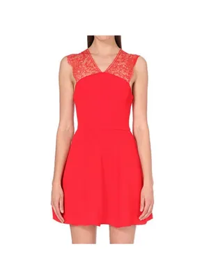 The Kooples Red Crepe Lace Bustier Fit & Flare Dress Womens Size M‎ thumbnail 6