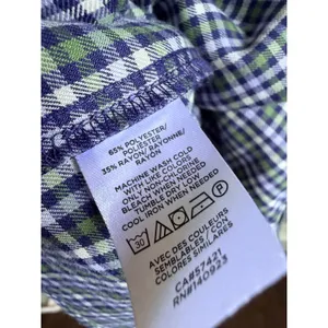 Loft Outlet Plaid Long Sleeve Blouse Purple Green Elastic Neck Top Medium thumbnail 5