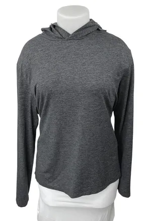 Alo Yoga Women's Gray Knit Long Sleeve Hooded Hoodie Sweatshirt Sweater Top XL thumbnail 1