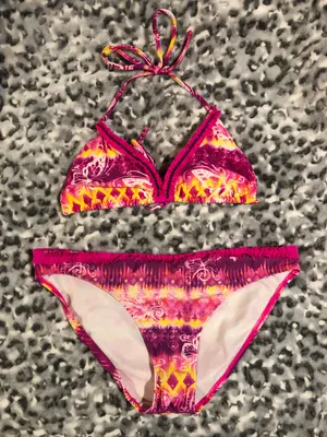 Ocean Pacific Pink And Yellow Bikini thumbnail 1