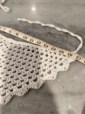 Handmade Crochet Bandana Head Scarf Cotton Boho Triangle Wrap Fest Cottagecore thumbnail 3