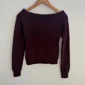 Edikted burgundy off the shoulder sweater thumbnail 4