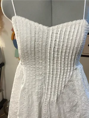 Aerie White Eyelet Smocked Mini Dress XS thumbnail 2